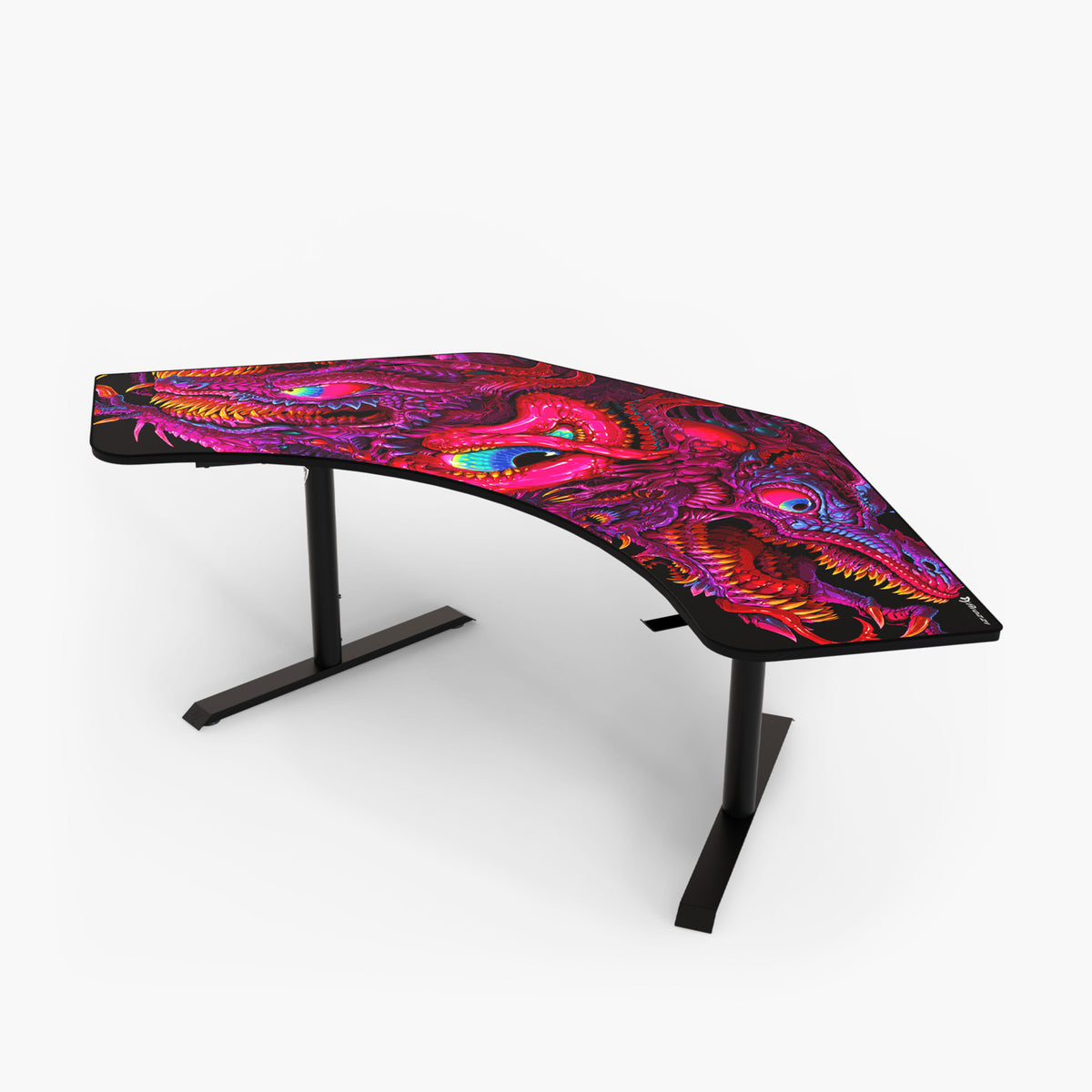 Arena Angelo by Arozzi Europe: black desk with stunning dragon art and ergonomic design.