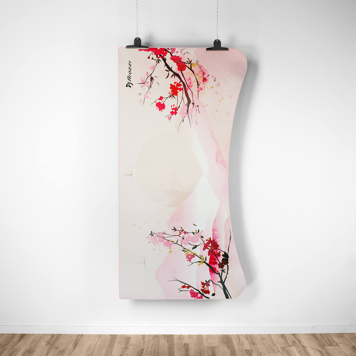 Arozzi Europe’s Arena Mousepad: pink & white with red blossoms, perfect for your workspace.