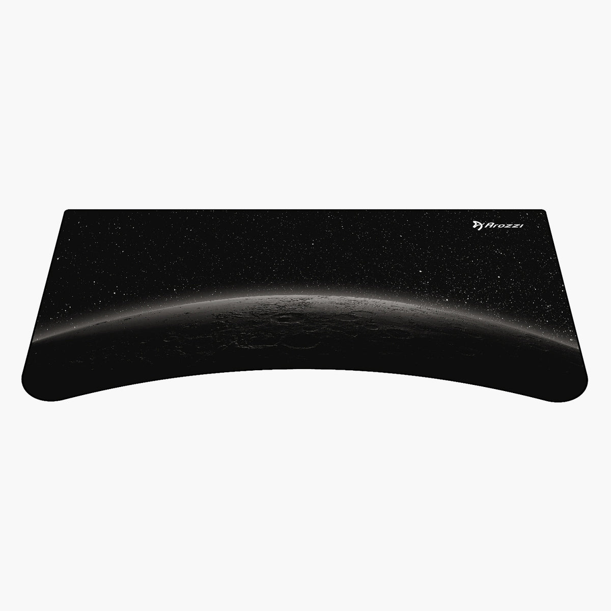 Curved black Arozzi Europe Arena Mousepad with space design, logo in the top right corner.