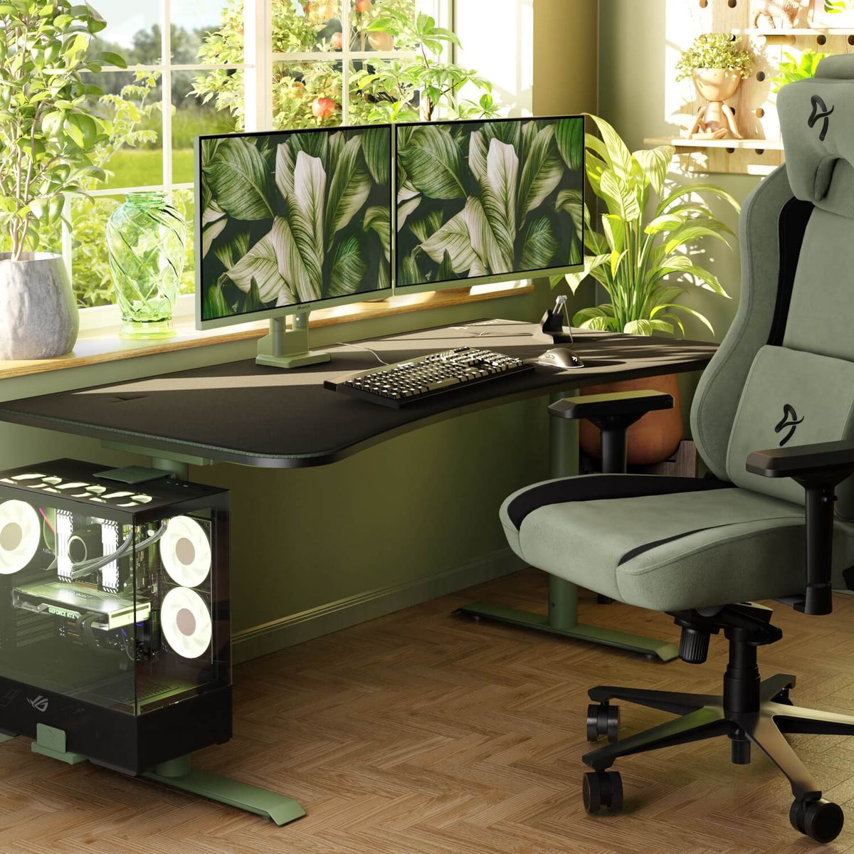 Arozzi Europe Arena Gaming Desk - Large, fits dual monitors & mouse pad, perfect by a sunny window.