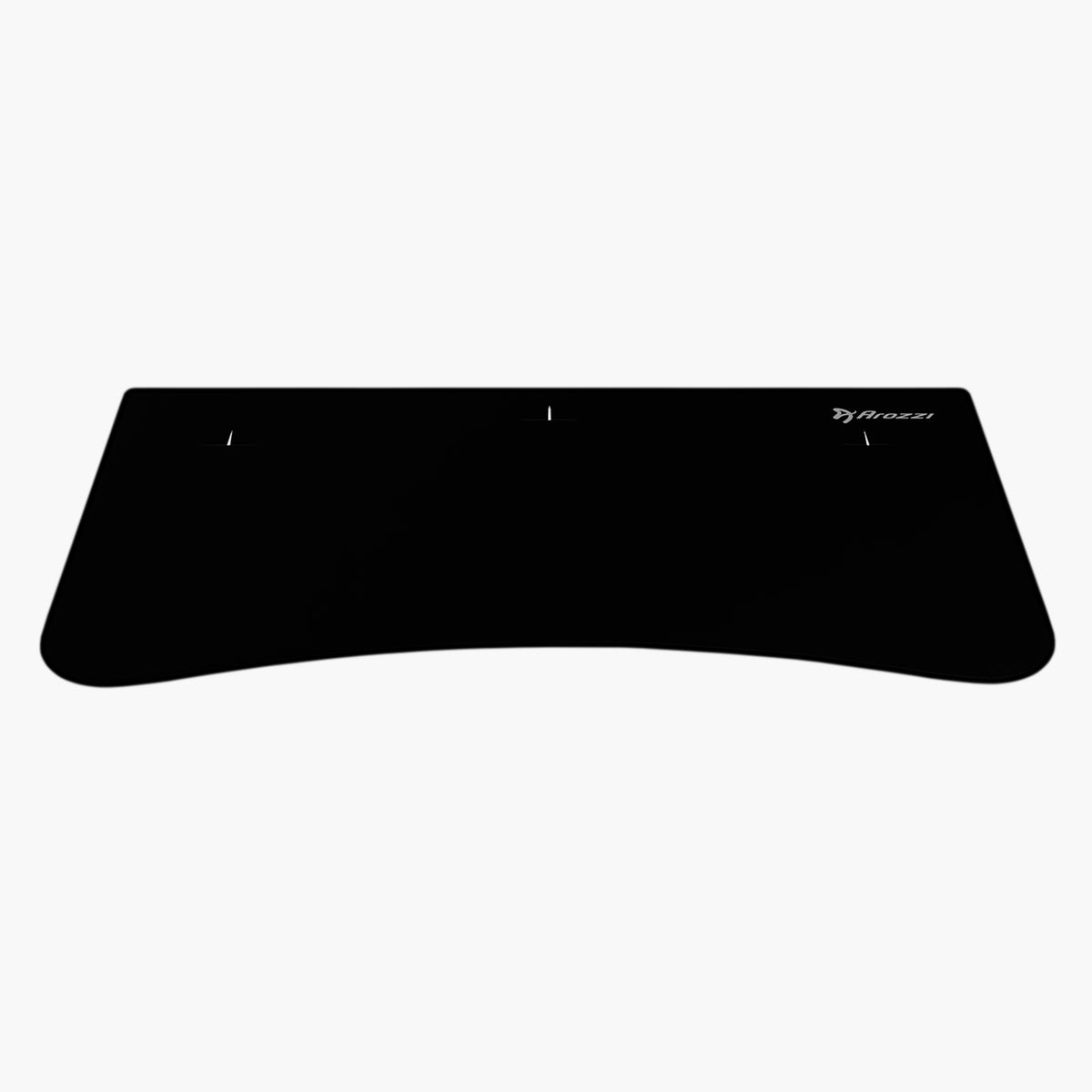 Arozzi Europe Arena Medium black mousepad with curved edge, small white logo at top right.