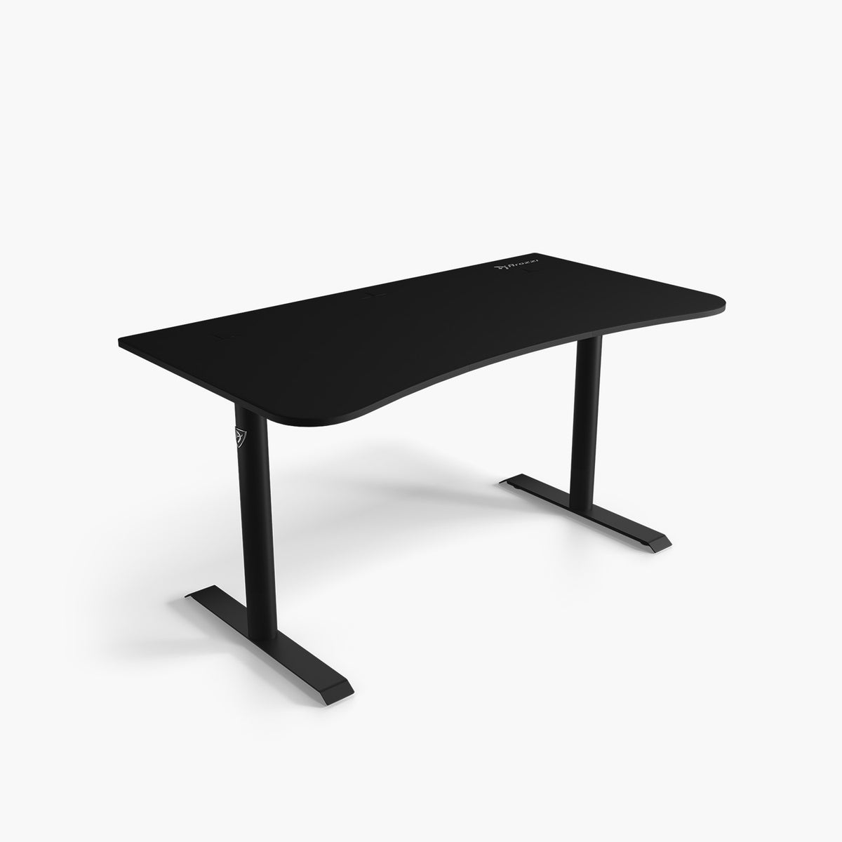 Arozzi Arena Gaming Desk - Medium, black, curved edge, sturdy legs, on white background.