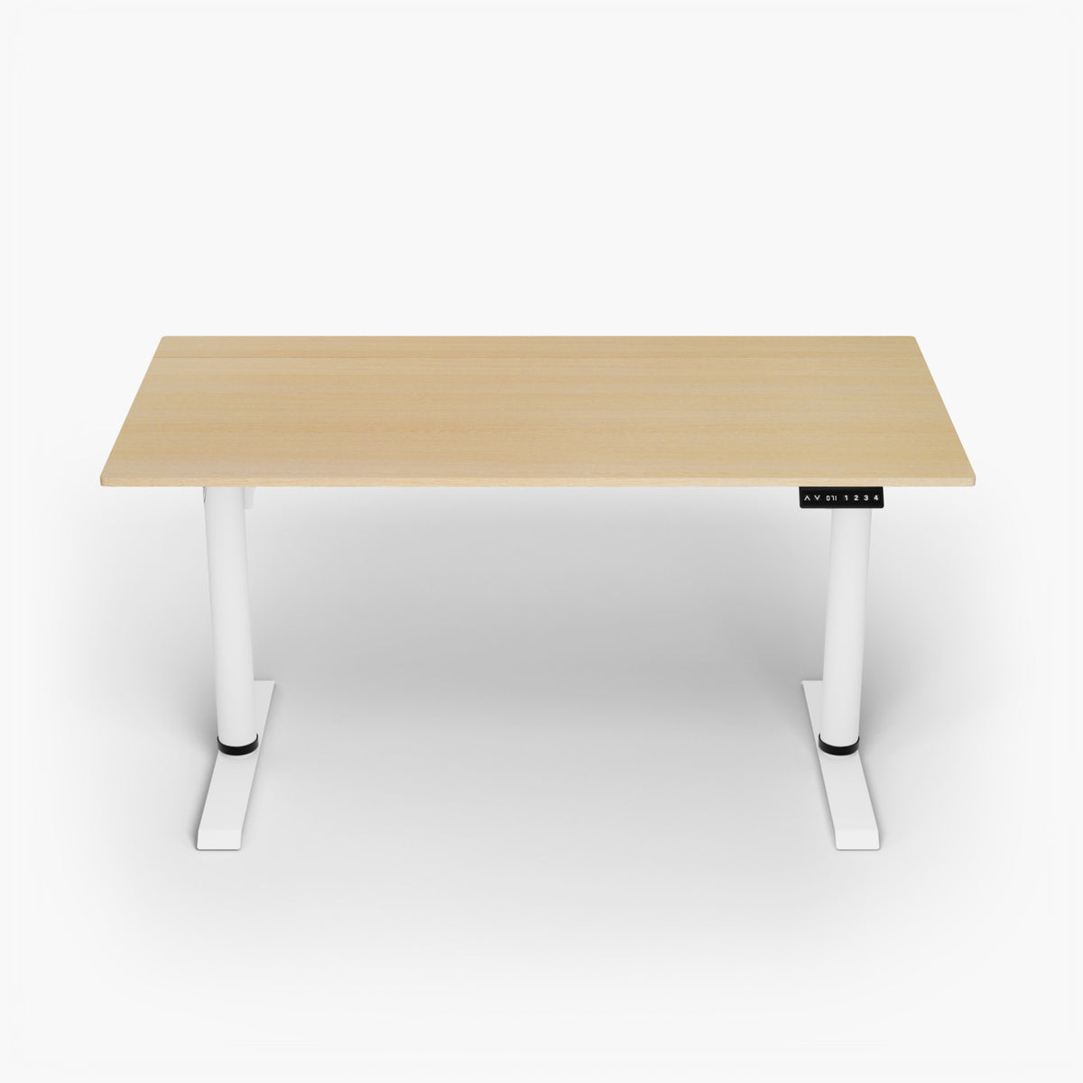 Ergonomic Arena Nordico desk by Arozzi: wood top, white metal legs, electric height adjustable.