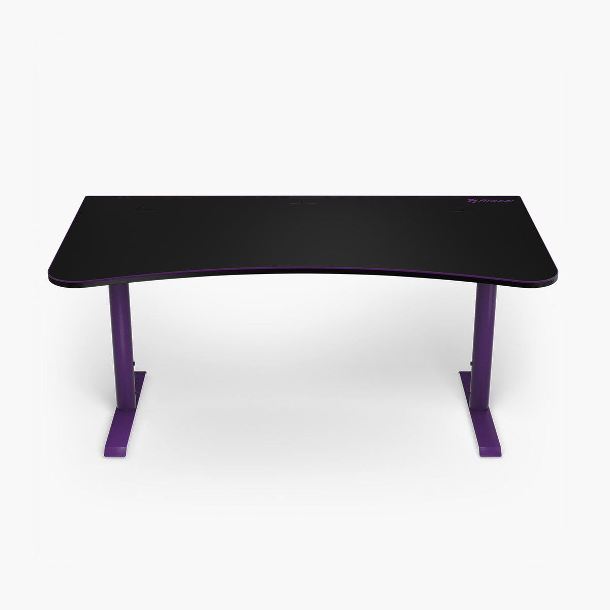 Arozzi Europe Arena Gaming Desk - Large, black with purple legs, for cable management.