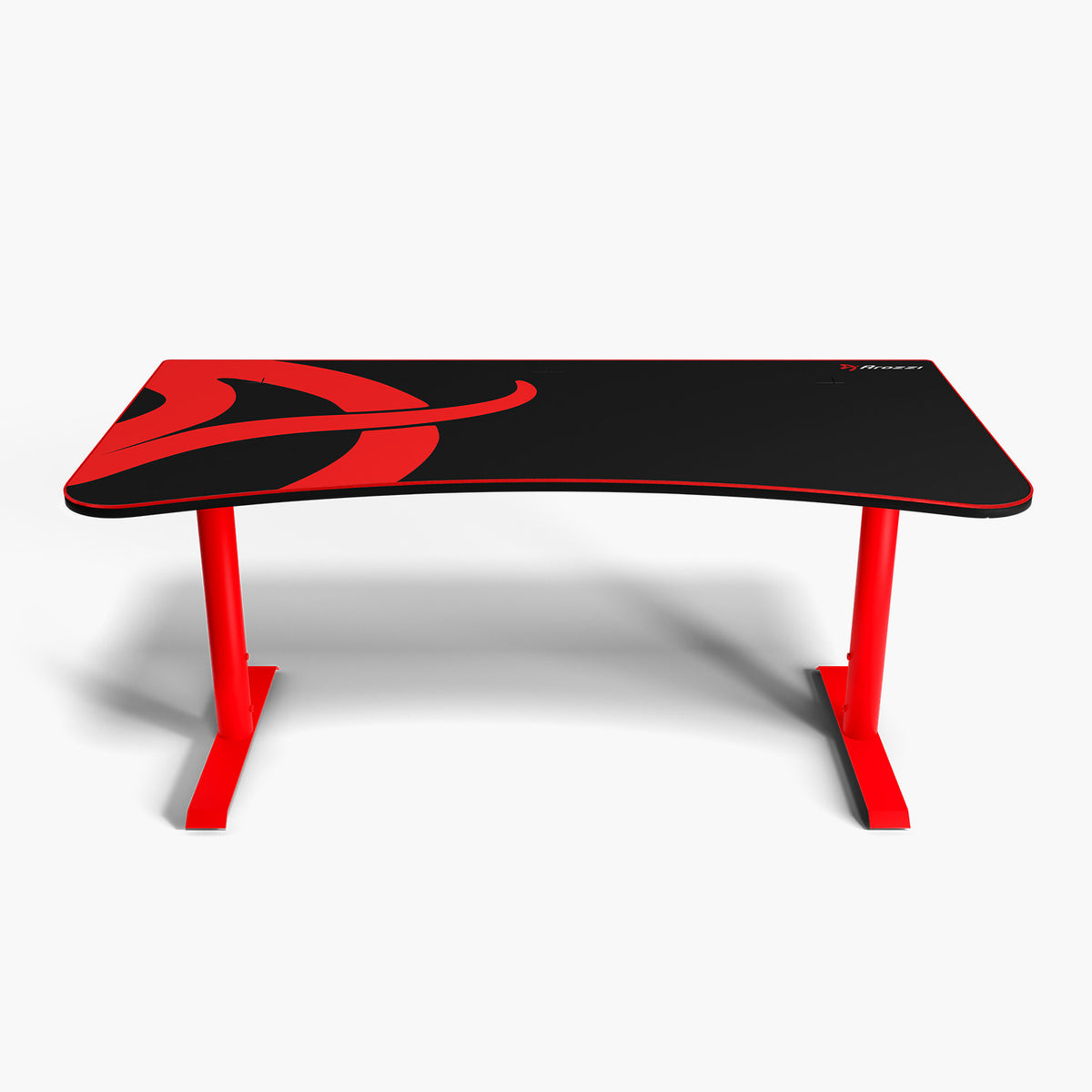 Arozzi Europe Arena Gaming Desk - Large, black/red, curved edge, cable mgmt, sturdy metal legs.