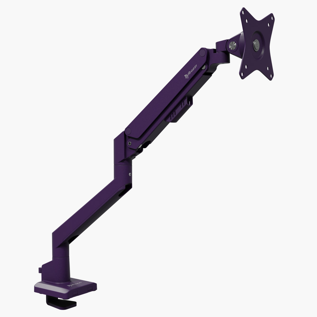 Arozzi Alzare Neo Single gas spring monitor arm in purple with all-metal build for your setup.
