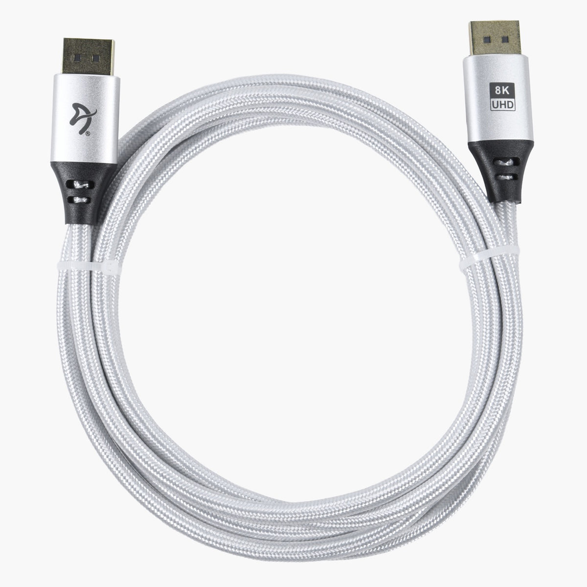Arozzi Europe DisplayPort 1.4 Cable 2m – 8K UHD, silver braided, for gaming monitors.
