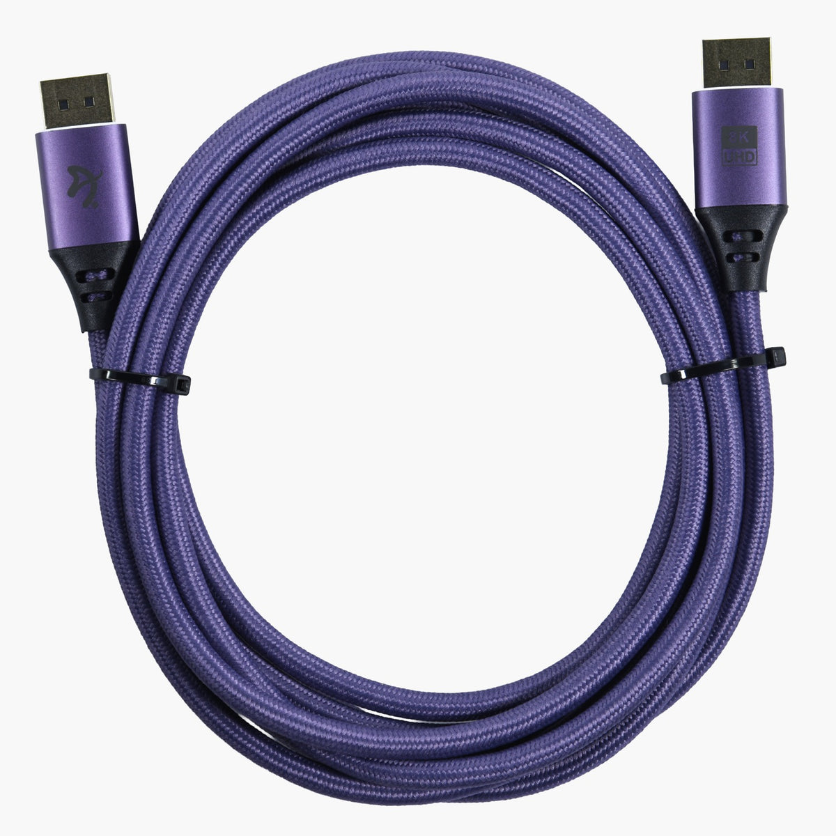 Arozzi Europe DisplayPort 1.4 Cable 3m, purple braided, black ends, 8K UHD gaming monitors.