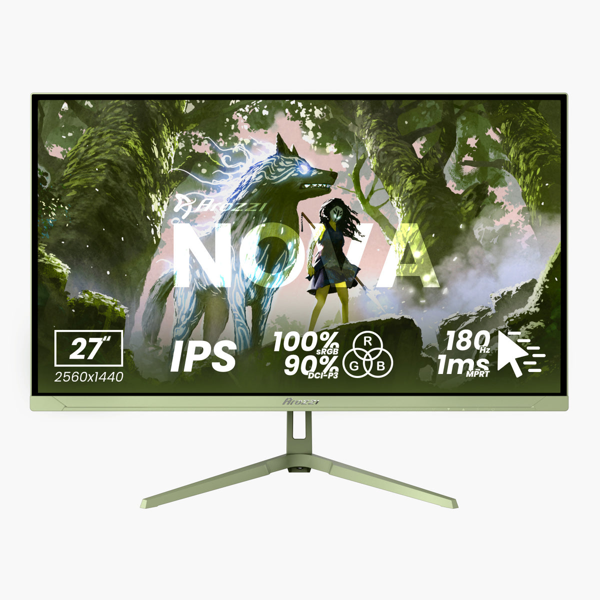 Arozzi Europe Nova 27″ IPS Gaming Monitor, QHD 2560x1440, 180Hz, fantasy art display.