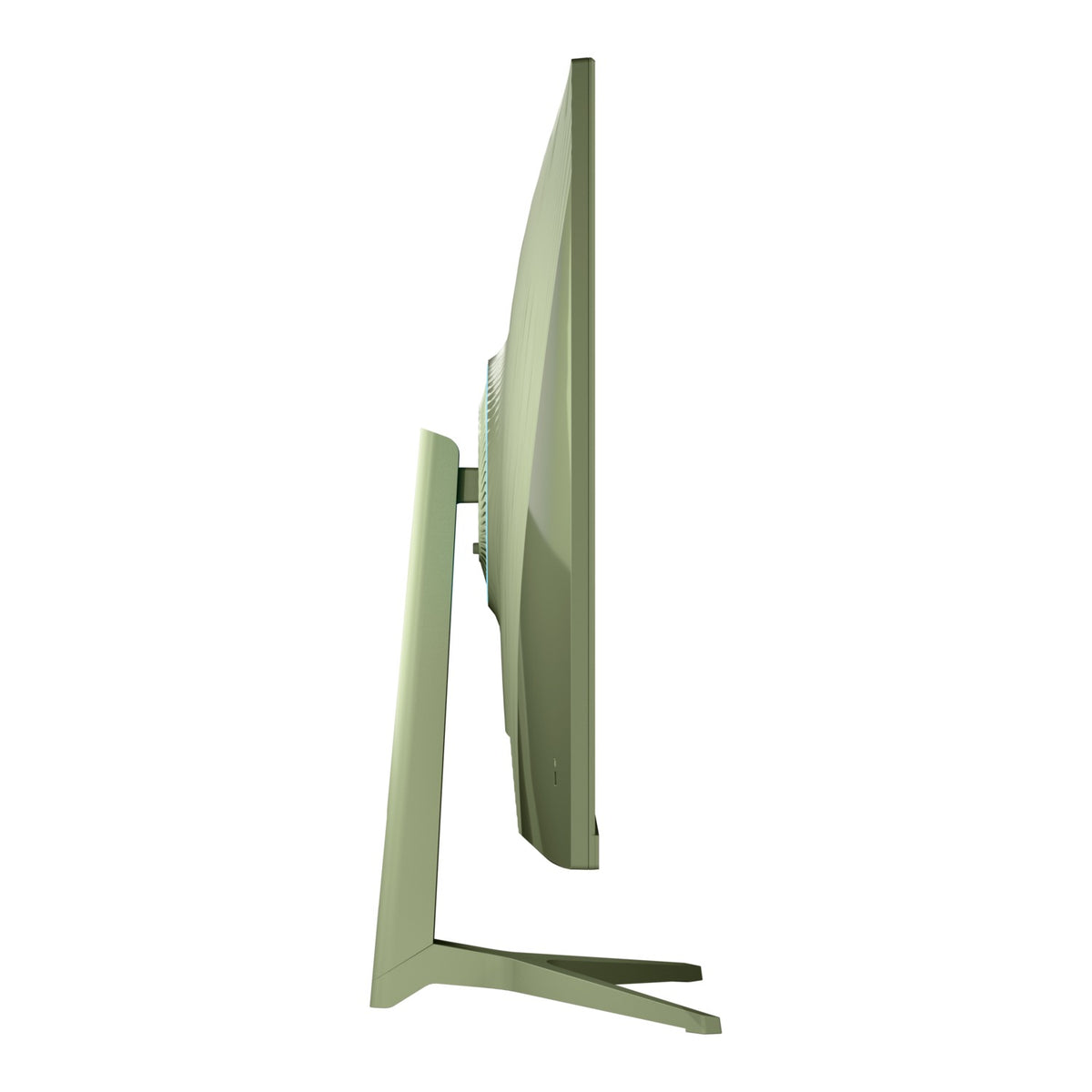 Side view of Arozzi Europe Nova 32″ IPS 180Hz Gaming Monitor, minimalist stand, white background.