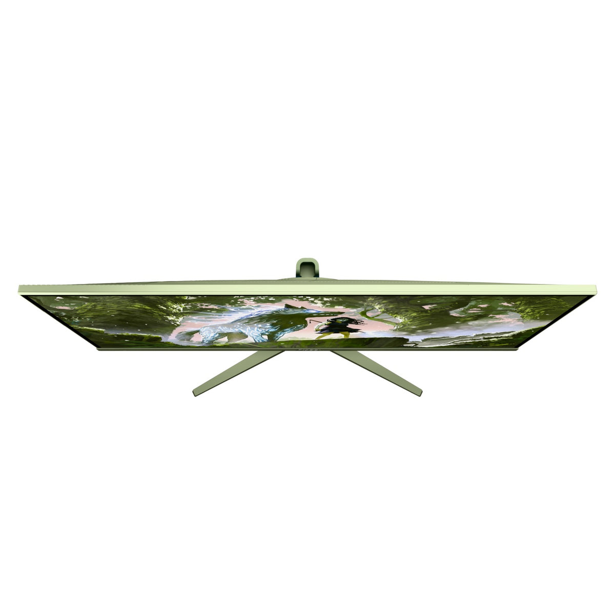 Arozzi Europe Nova 32″ IPS Gaming Monitor, top view, nature scene, 180Hz refresh rate.