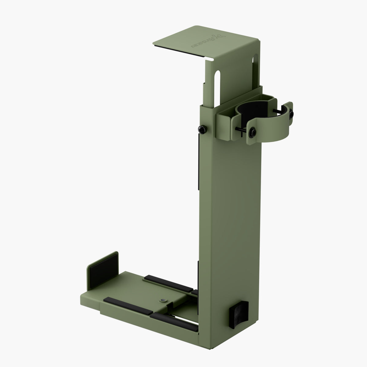 Arozzi Europe Arena PC Mount: olive green, metal, wall-mount with adjustable clamps.