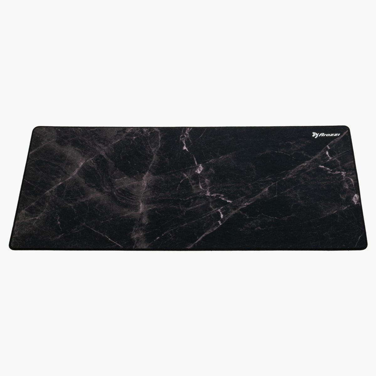 Arozzi Europe Zona Mousepad XL, black marble, polyester, cushioned wrist rest, white logo.