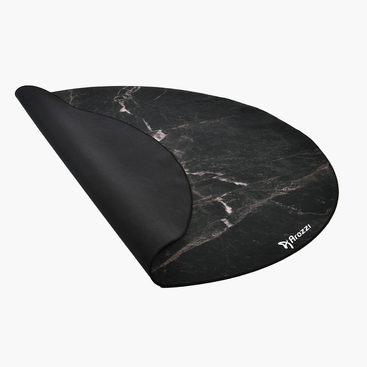 Arozzi Europe Zona Round Floor Pad—black marble mat for mousepad or office floor cover.