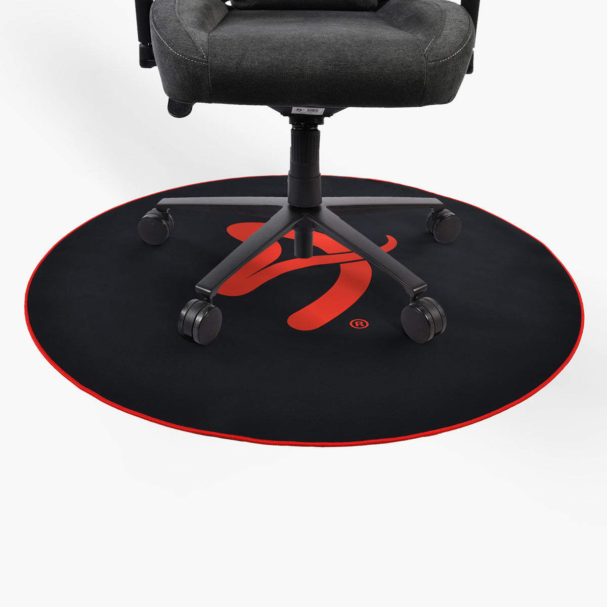 Arozzi Europe Zona Round Floor Pad with red trim protects office floors from chair damage.