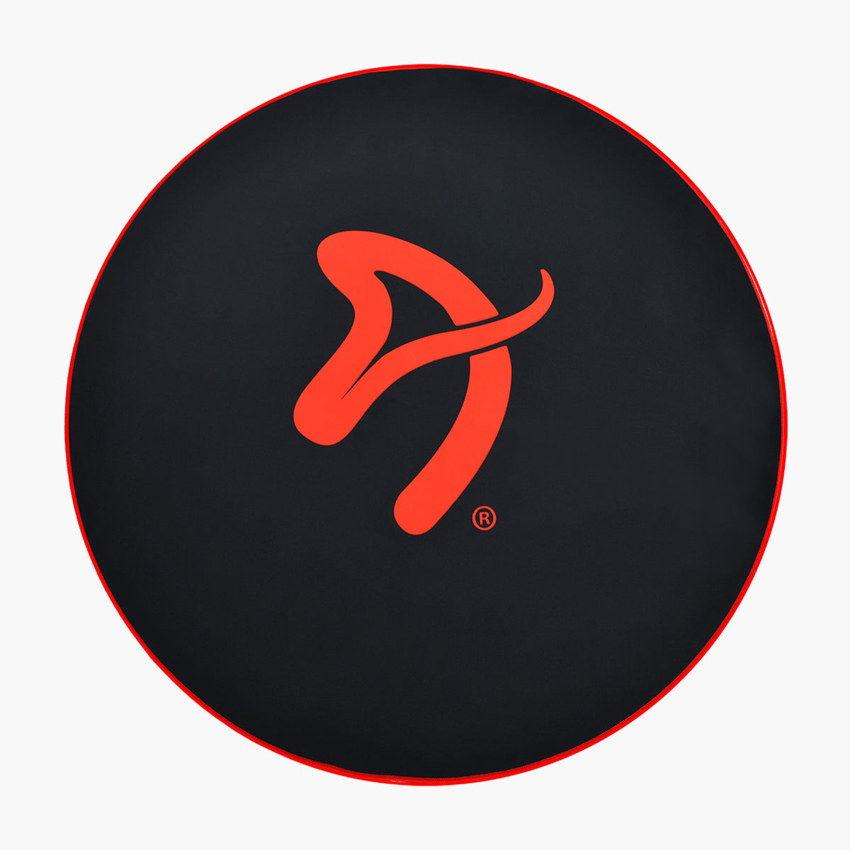 Arozzi Europe Zona Round Floor Pad: black with red abstract logo and bold red edge.