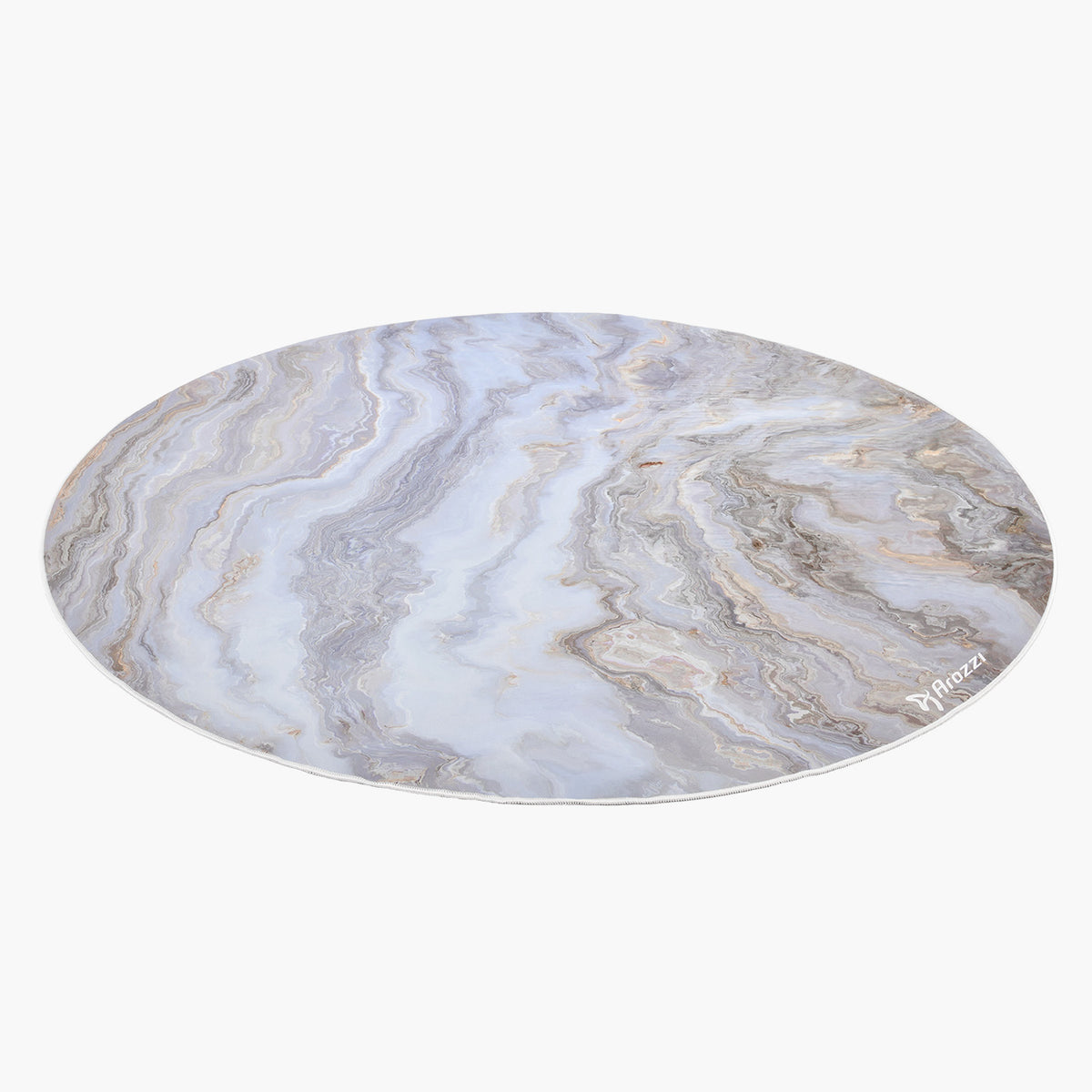 Arozzi Europe Zona Round Floor Pad: marble-patterned in grey, white & beige for chic offices.