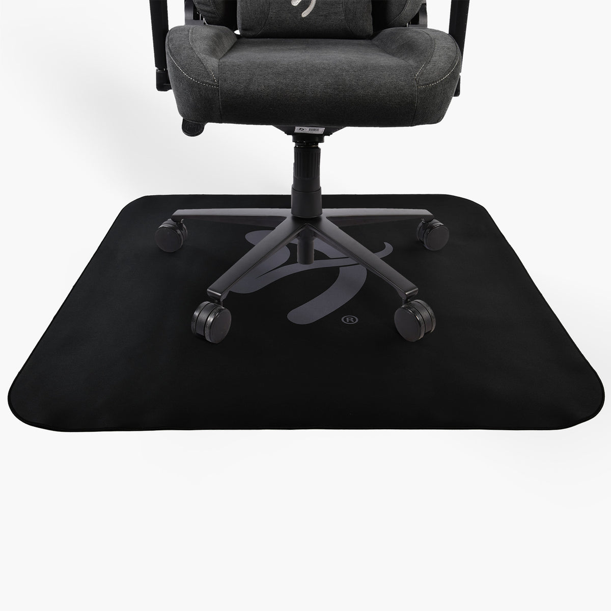 Arozzi Europe Zona Square Floor Pad protects floors under office chairs; black, white background.