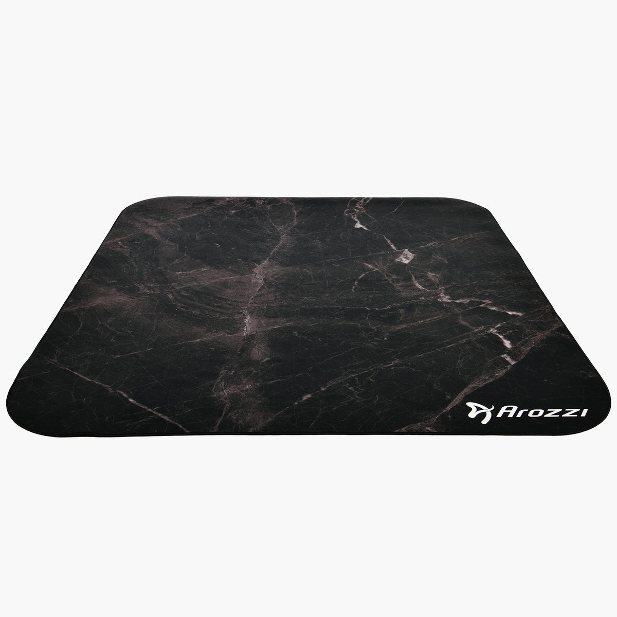 Arozzi Europe Zona Square Floor Pad, black marble, square, logo bottom right—ideal for office.