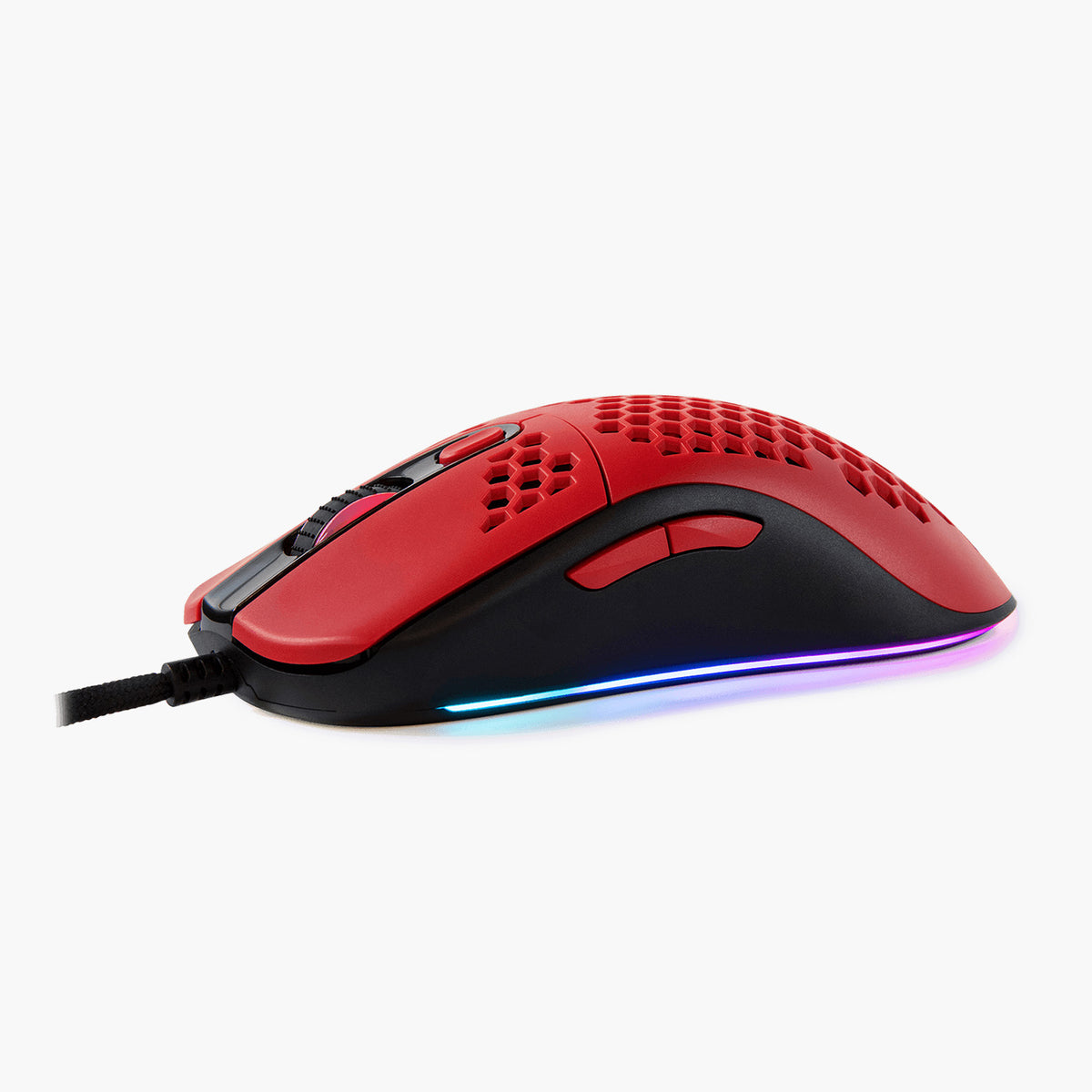 Arozzi Europe Favo Ultra Light Gaming Mouse with Pixart 3389 sensor and honeycomb RGB design.