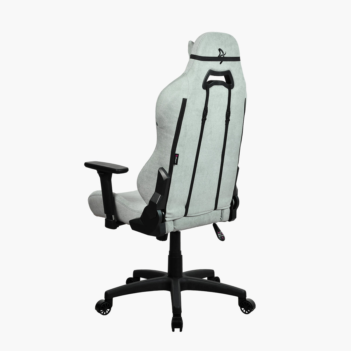 Arozzi Europe Torretta Soft Fabric: light gray gaming chair, adjustable armrests, black base.