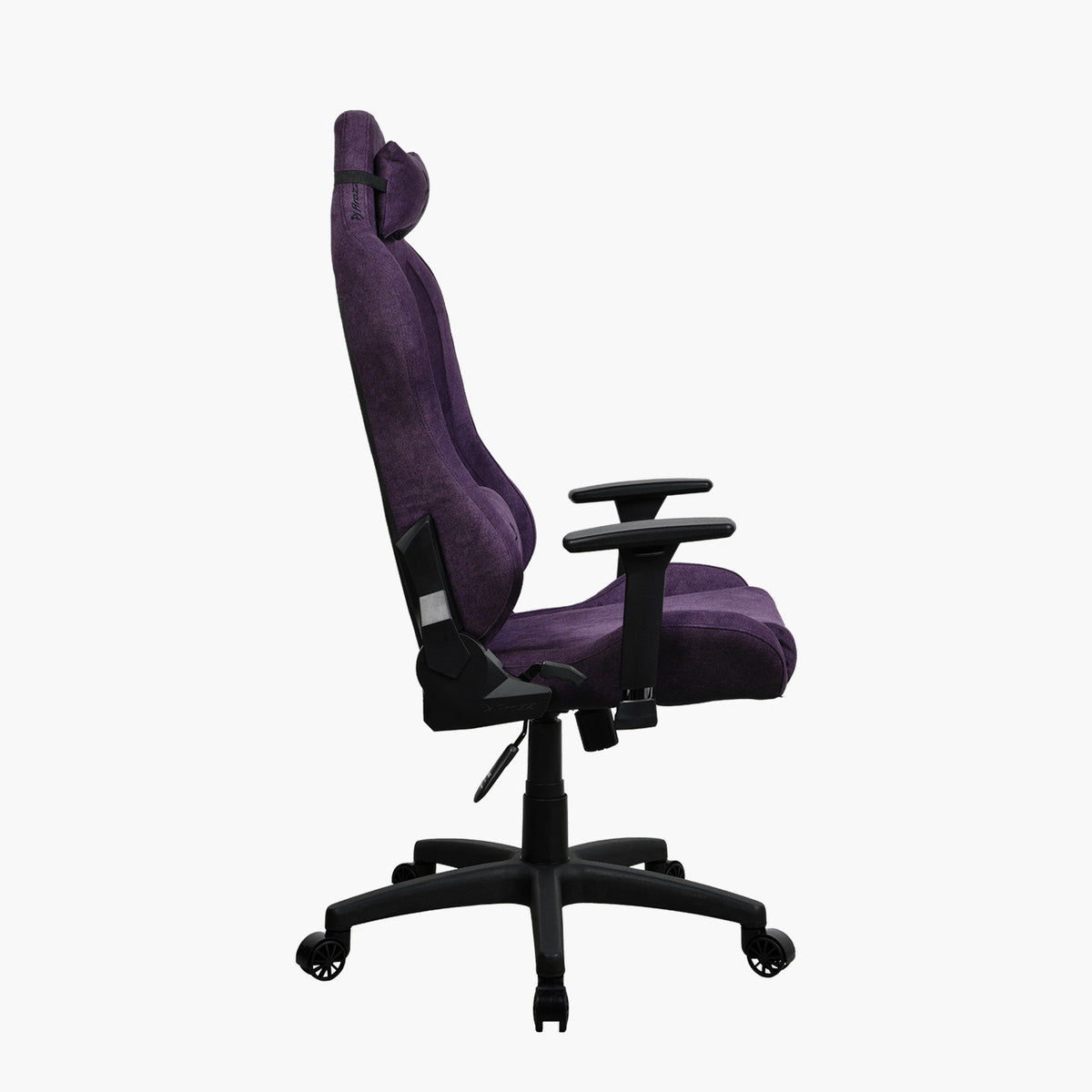 Arozzi Europe Torretta Soft Fabric chair, ergonomic with lumbar support, side view.