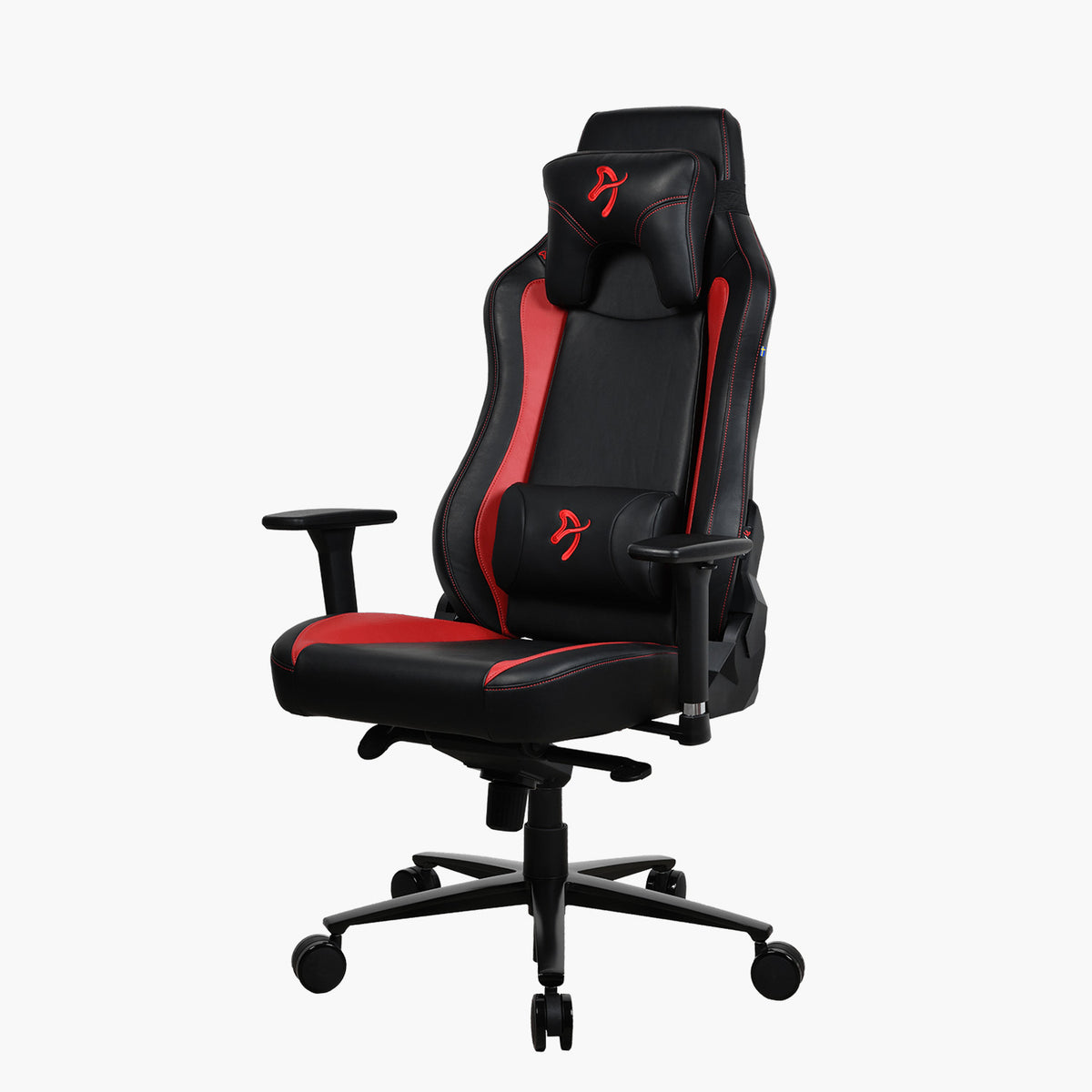 Arozzi Europe Vernazza SoftPU: black/red ergonomic chair w/ headrest, lumbar support & wheels.