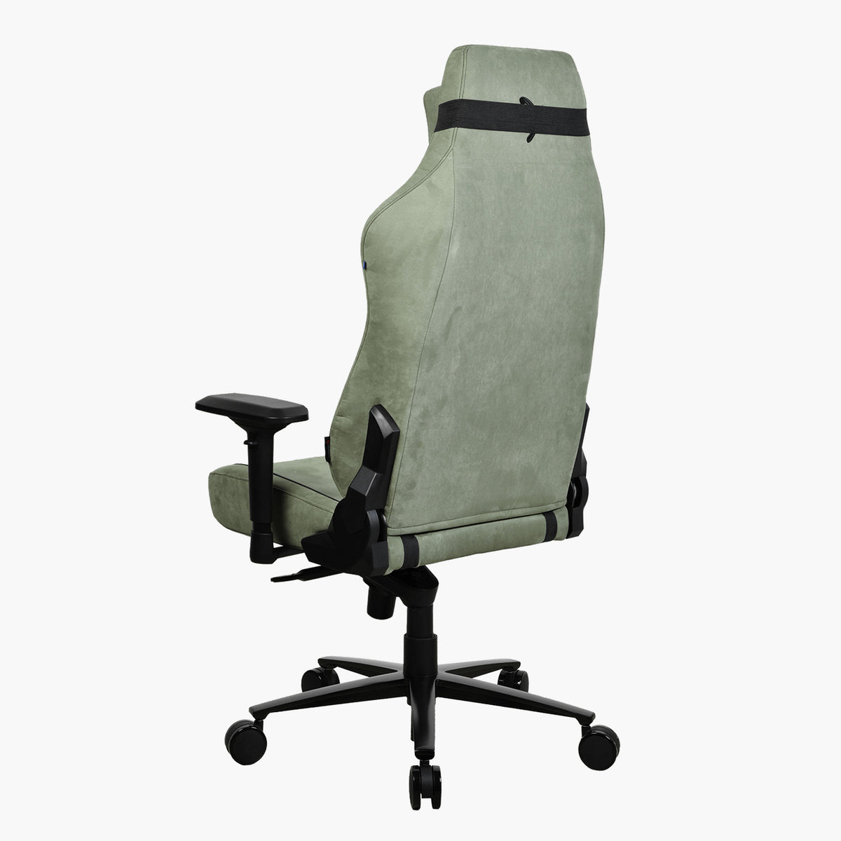 Arozzi Europe Vernazza XL Supersoft gaming chair, green, adjustable arms, rear view.