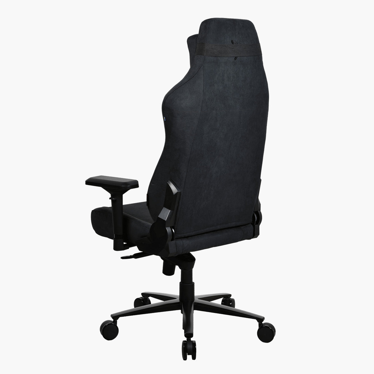 Arozzi Europe Vernazza XL Supersoft ergonomic chair, black, adjustable arms, rear view.