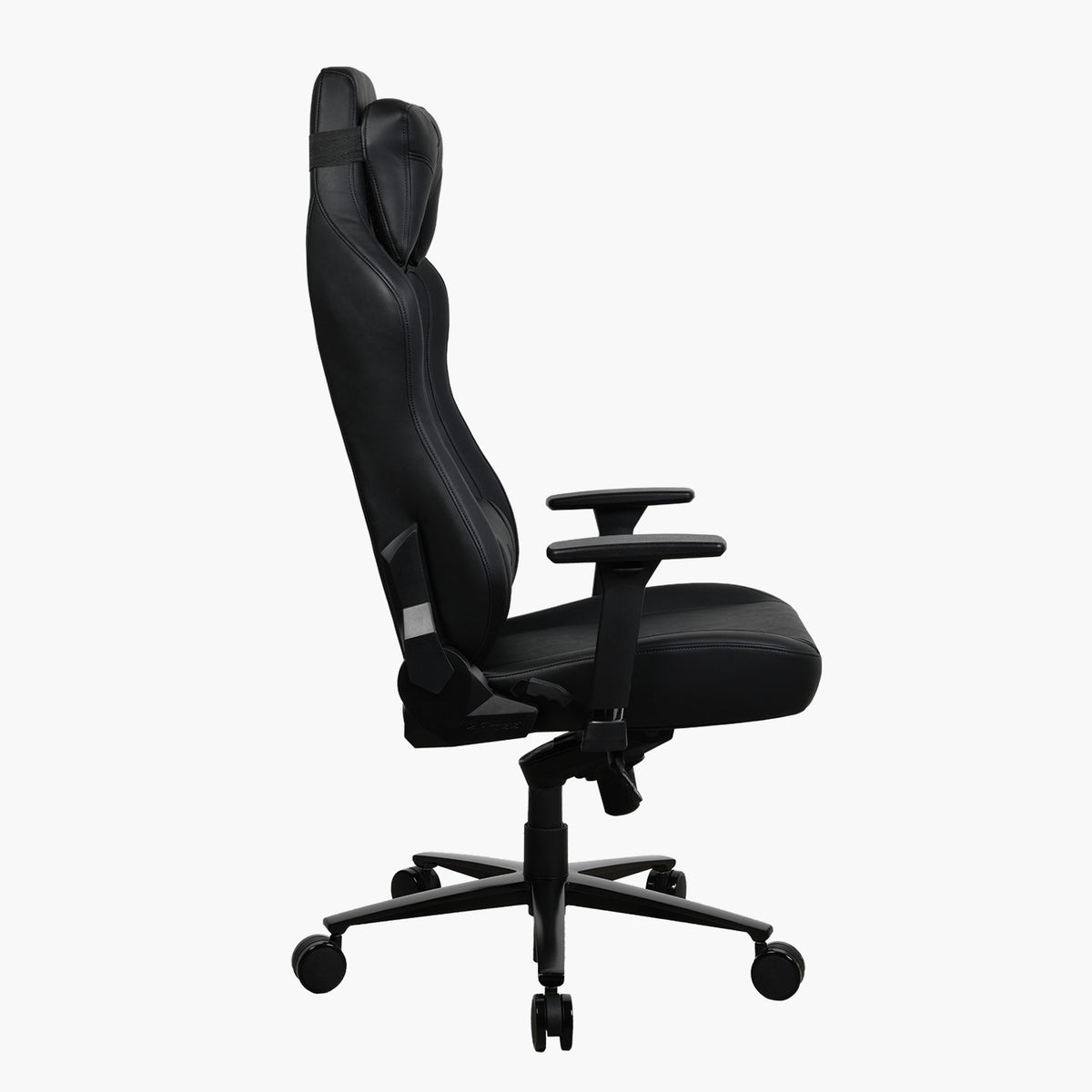 Arozzi Europe Vernazza XL SoftPU black ergonomic gaming chair, adjustable armrests, side view.