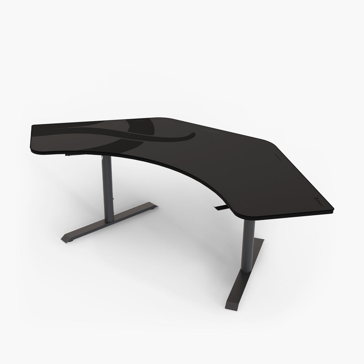 Arena Angelo by Arozzi Europe: black curved ergonomic standing desk with metal legs.