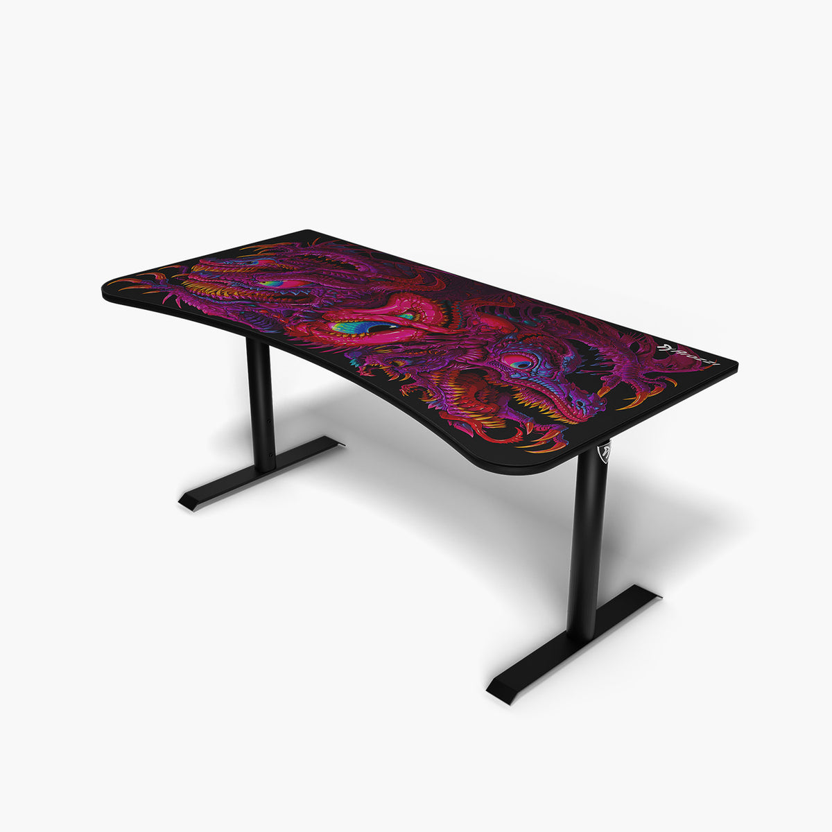 Arozzi Arena Gaming Desk - Large, black with purple/red dragon design & built-in cable management.