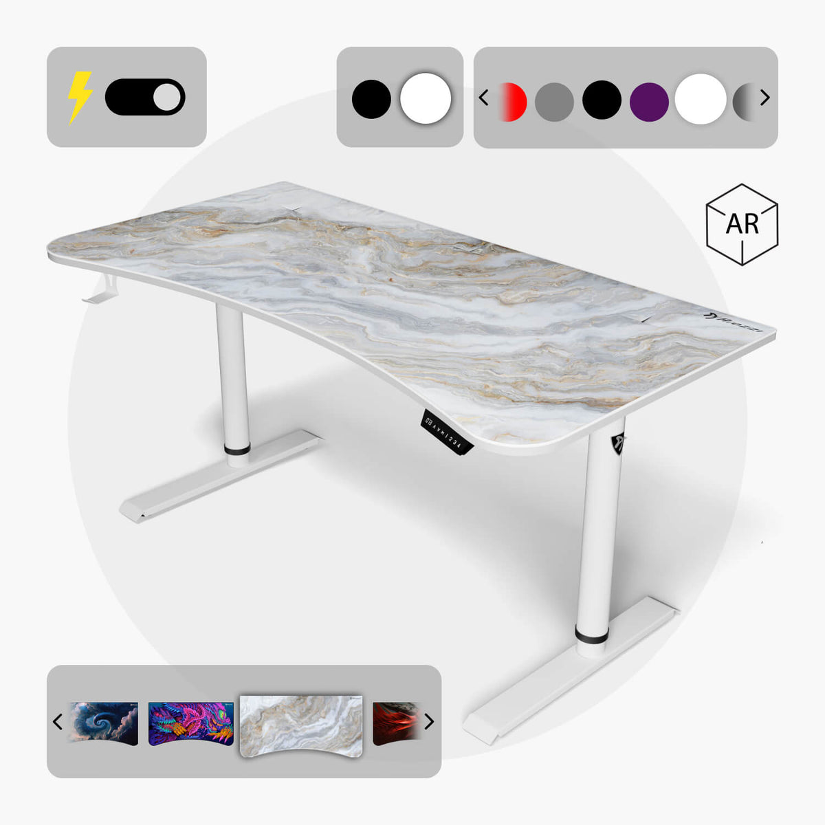 Arozzi Europe Arena Desk—design your own with customization options above and below.