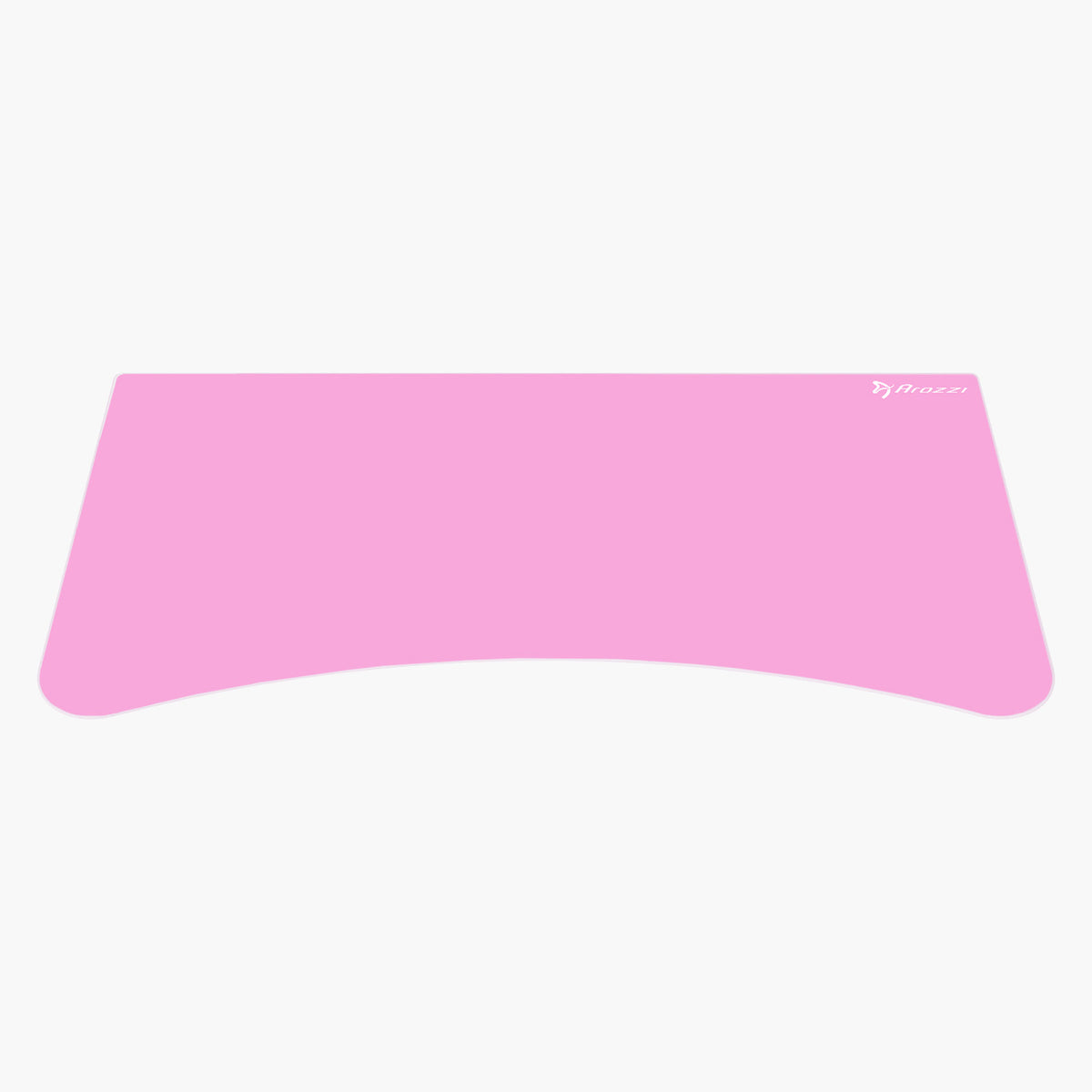 Large pink Arozzi Arena mousepad, curved edges, small white logo in one corner.