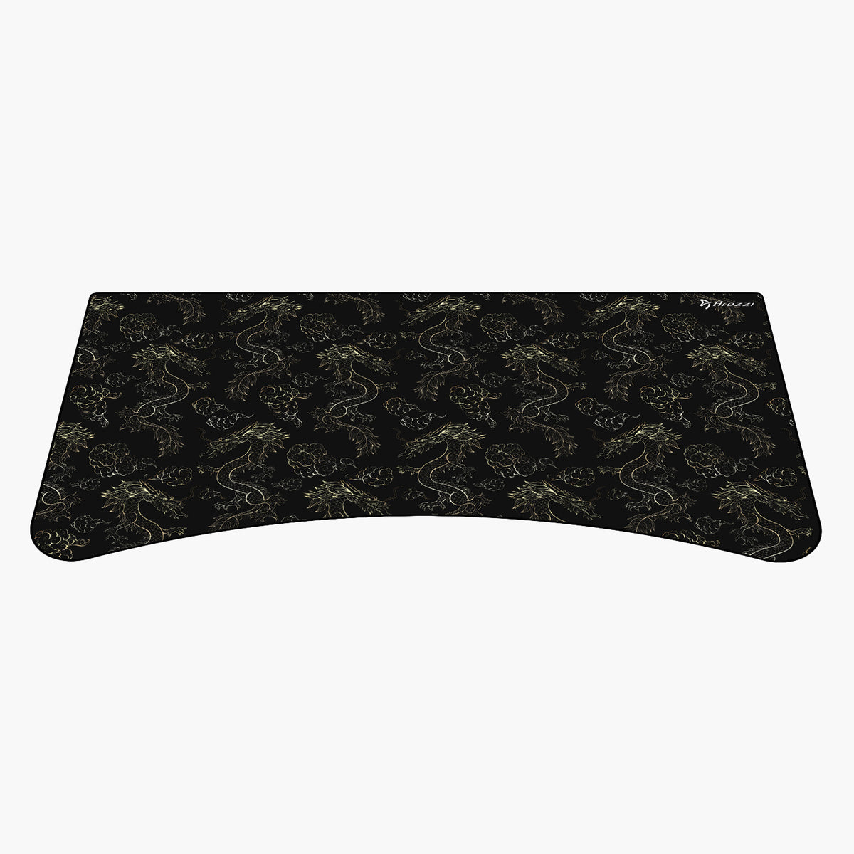Arozzi Europe Arena Mousepad: curved, black, with gold floral and dragon accents for desk elegance.