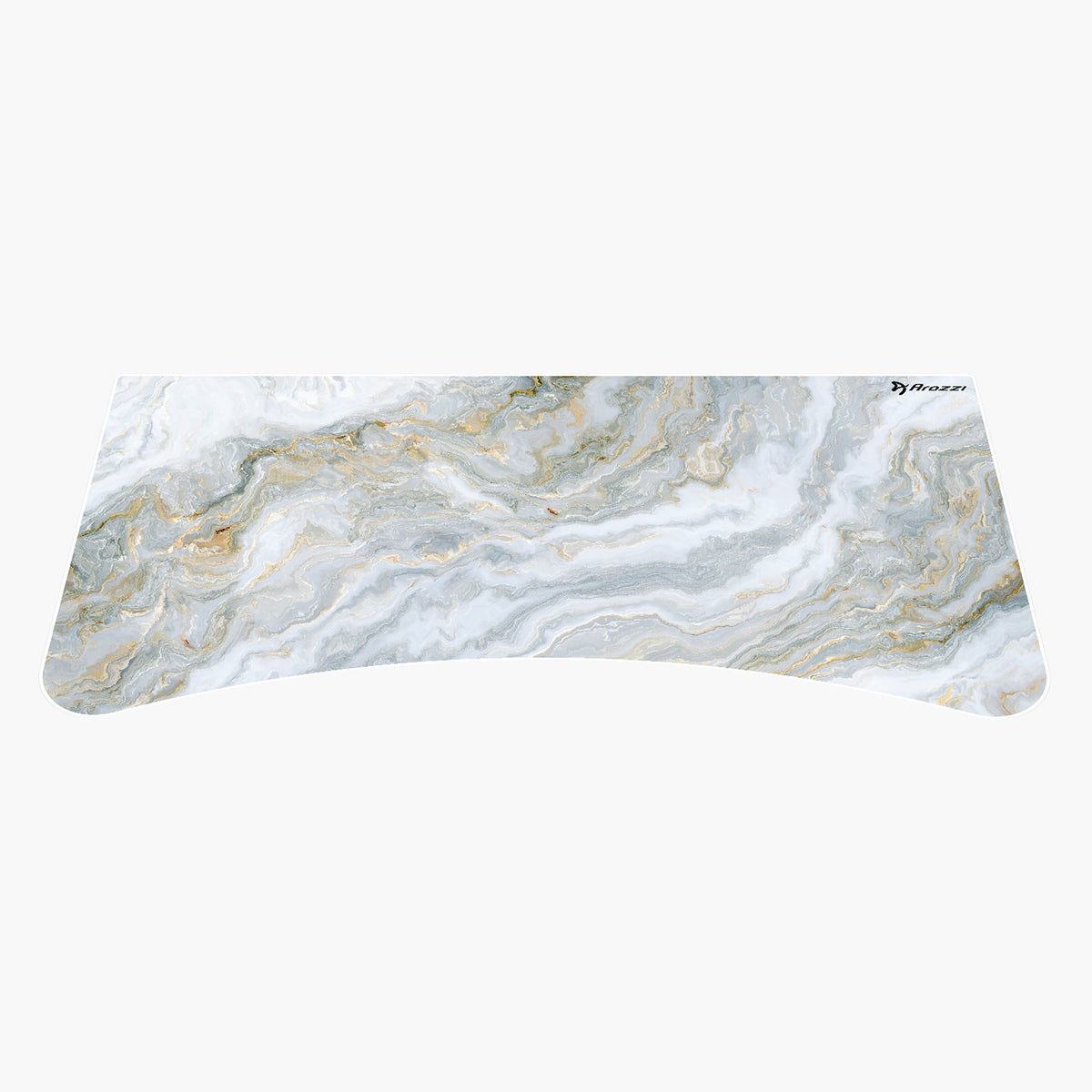 Arozzi Europe Arena Mousepad: gray/white/gold marble, curved, water-resistant.