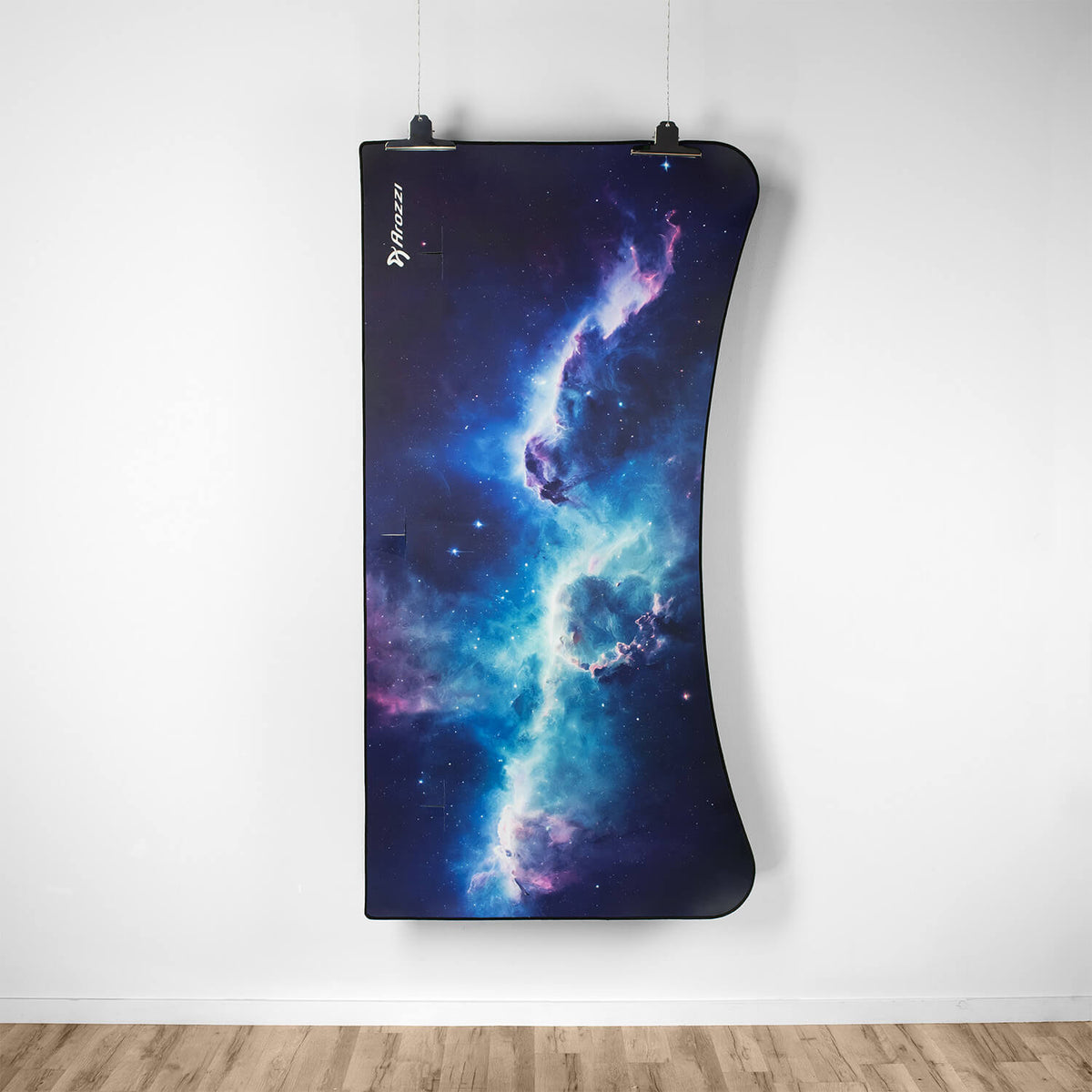 Galaxy foldable treadmill with Arozzi Europe Arena Mousepad, setup over wooden flooring.