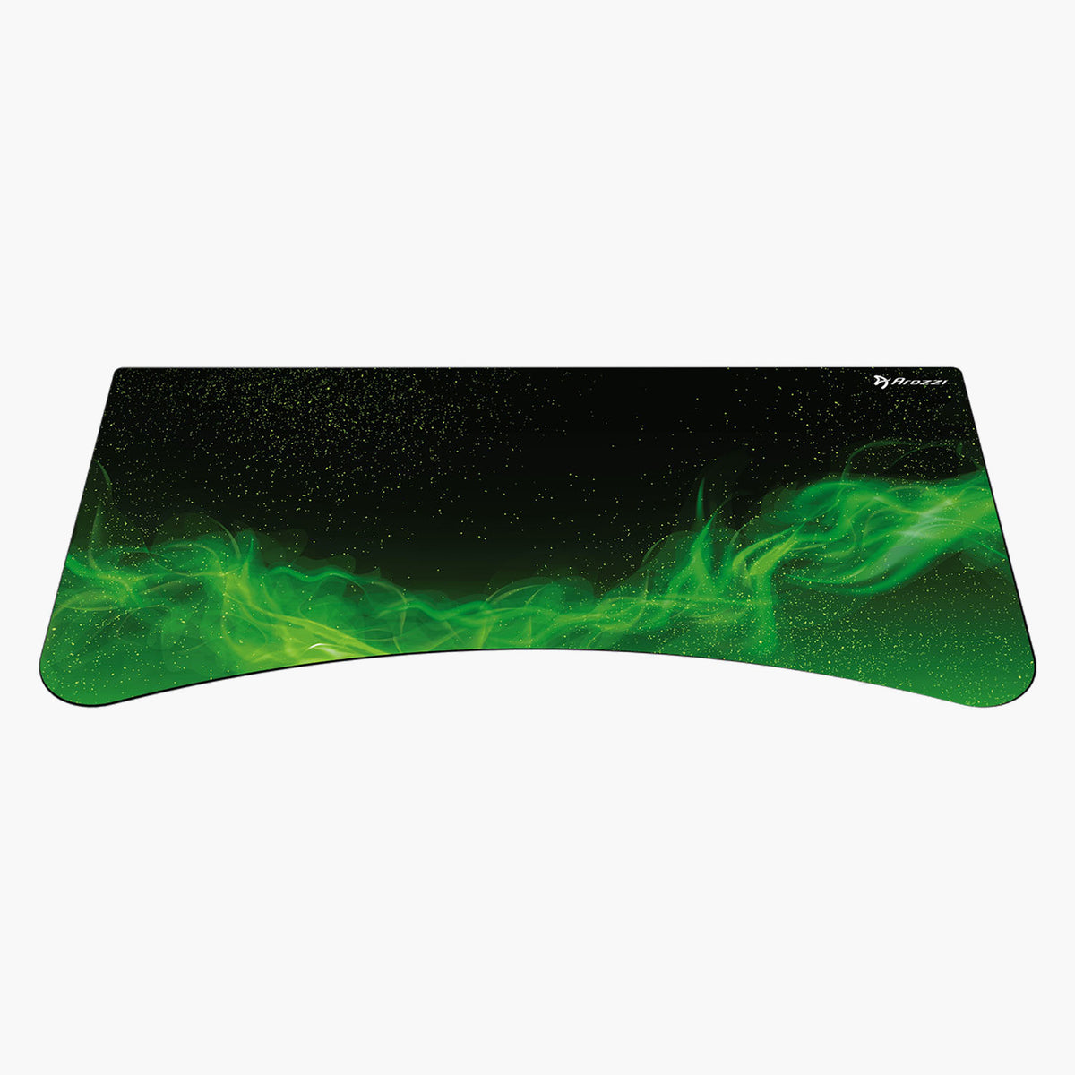 Arozzi Arena Mousepad—black with green cosmic design, water-resistant, white signature top right.