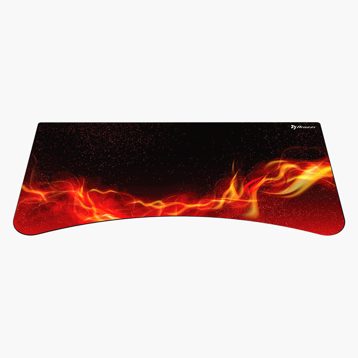 Arozzi Europe Arena Mousepad resists water, featuring red/yellow flames on a black background.
