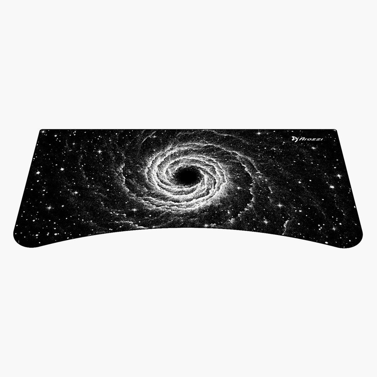 Arozzi Europe Arena Mousepad with a spiral galaxy and white stars on a black background.