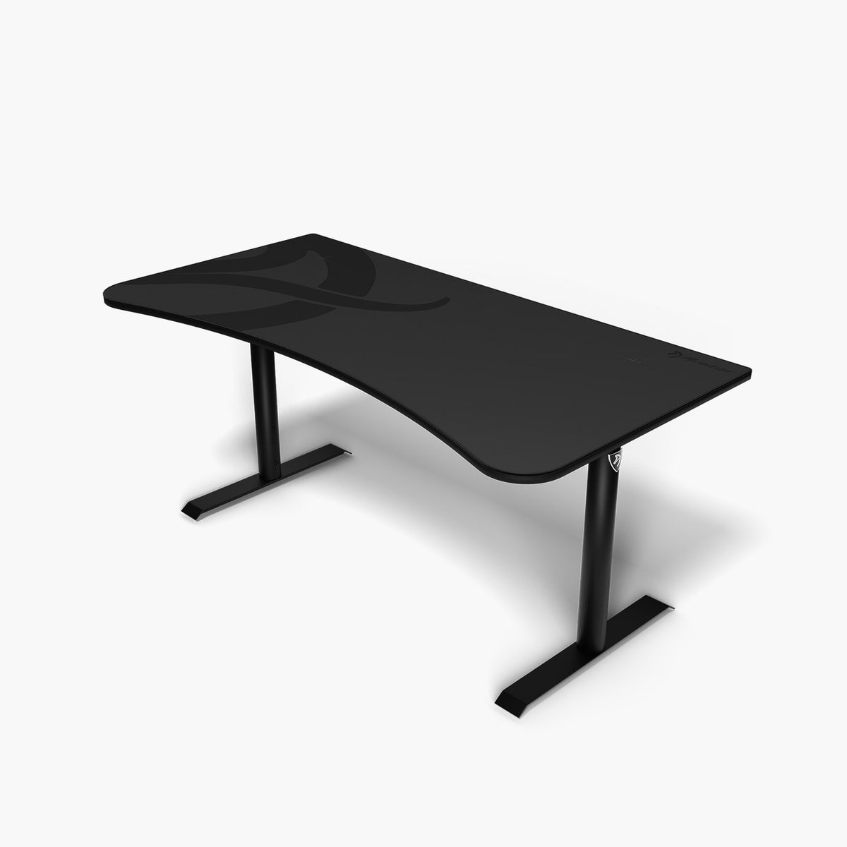 Arozzi Arena Gaming Desk - Large, curved ergonomic front, metal legs, built-in cable management.