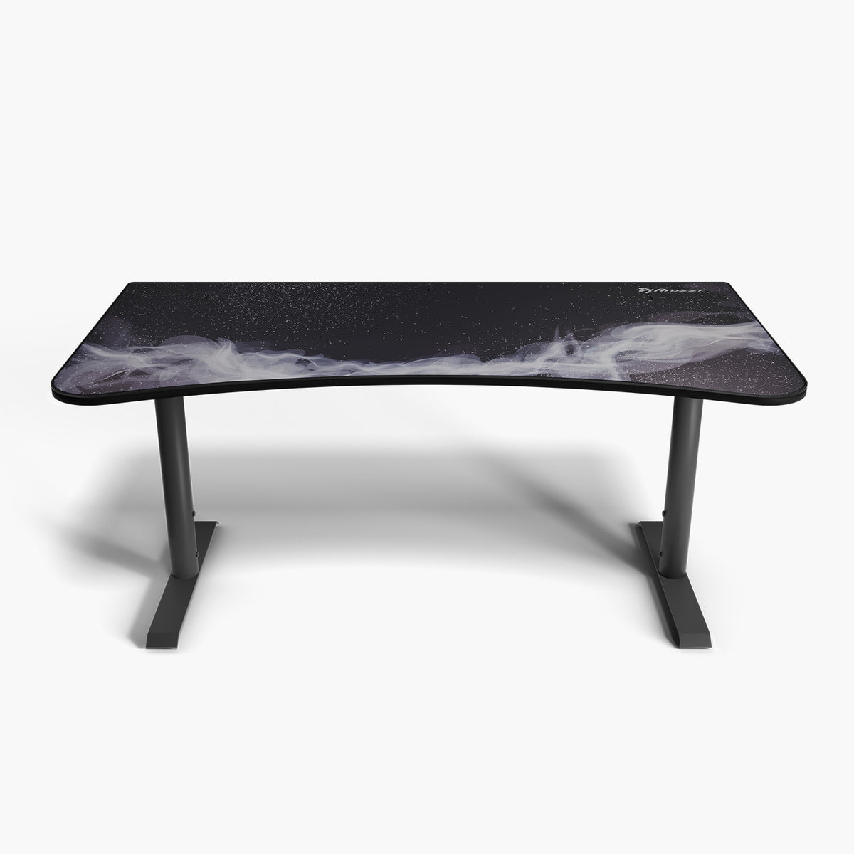 Arozzi Europe Arena Gaming Desk - Large, black with white/gray abstract top, shown from above.