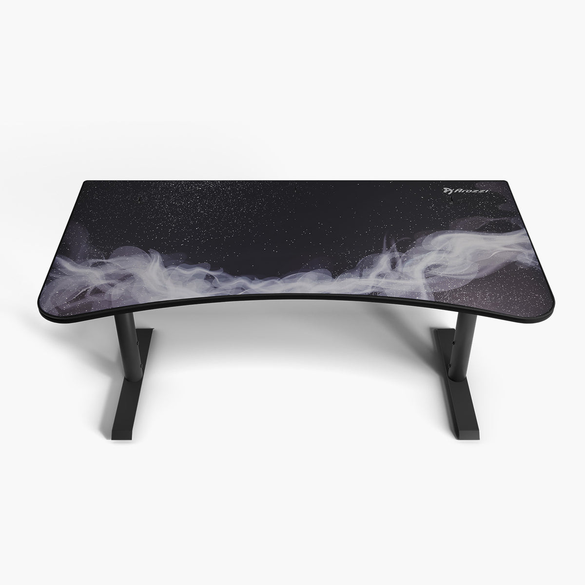 Arozzi Arena Gaming Desk - Large: curved edge, cable management, smoky starry design.