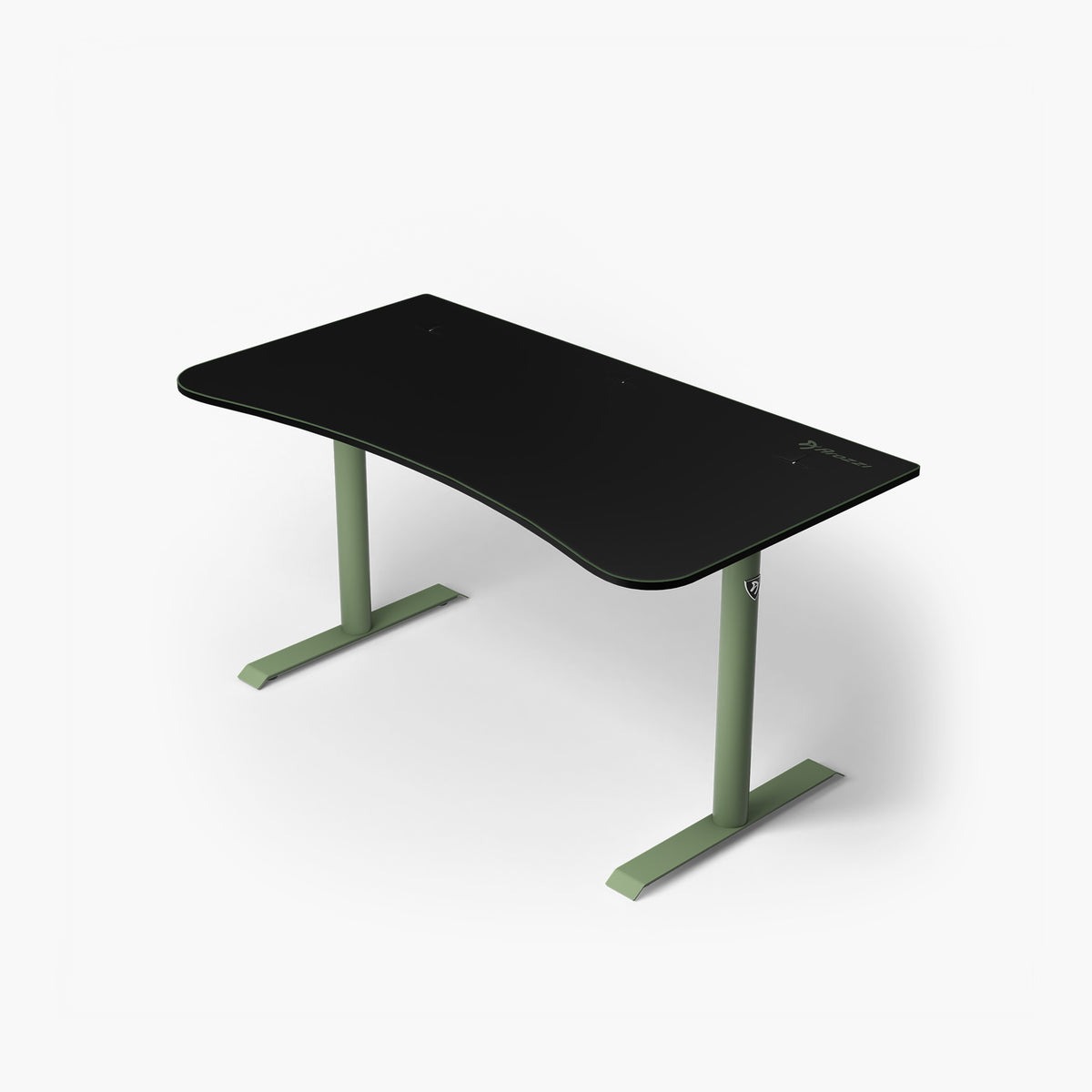 Arozzi Europe Arena Gaming Desk - Medium: curved, black, green legs, compact and space-saving.