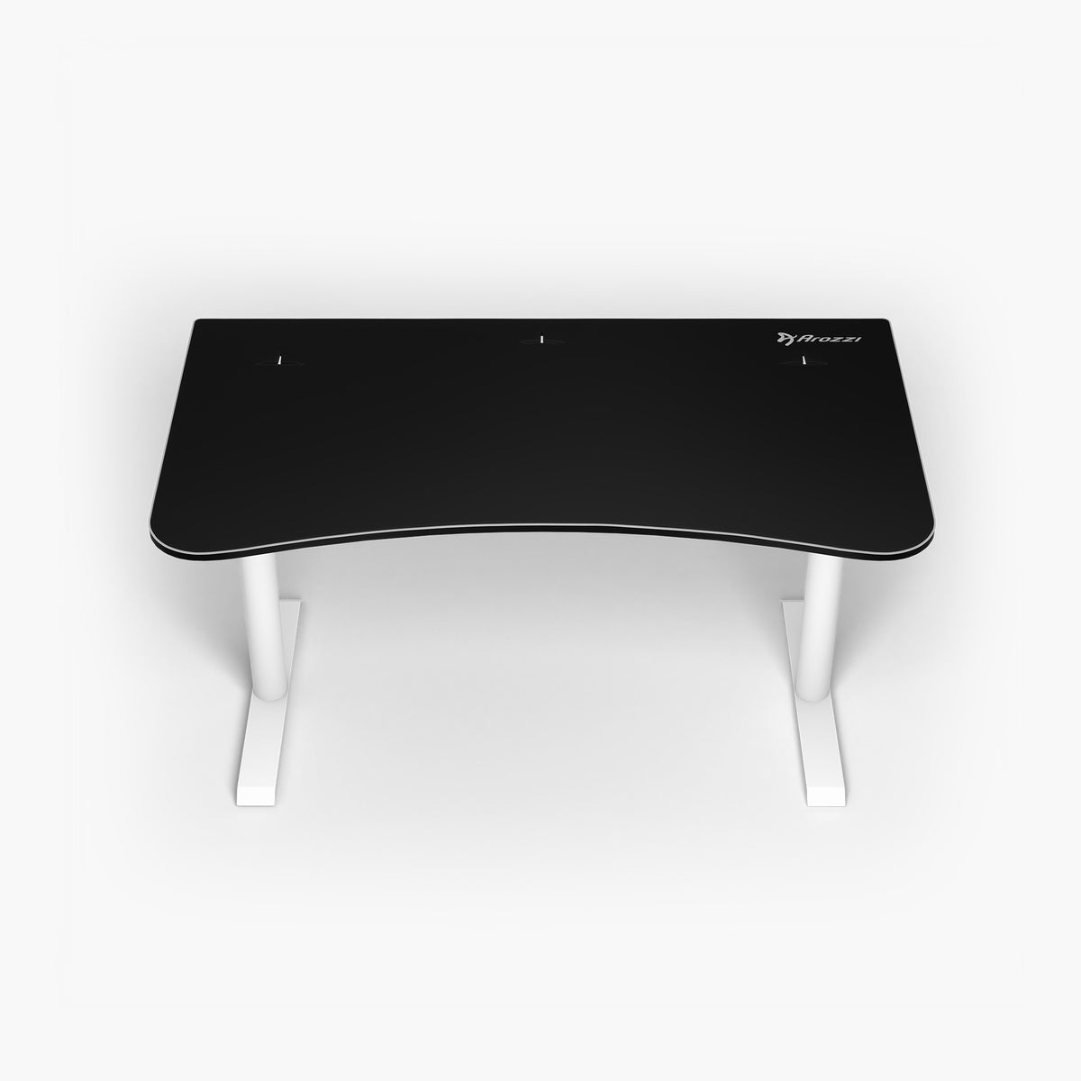 Arena Gaming Desk - Medium by Arozzi Europe, black curved top, white legs, compact design.