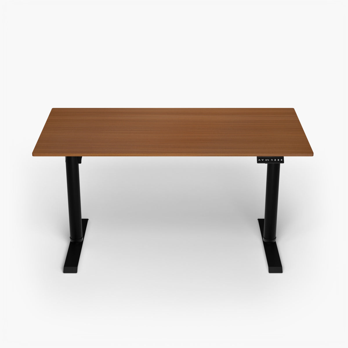 Arena Nordico electric desk by Arozzi: brown top, black legs, ergonomic sit-stand workspace.