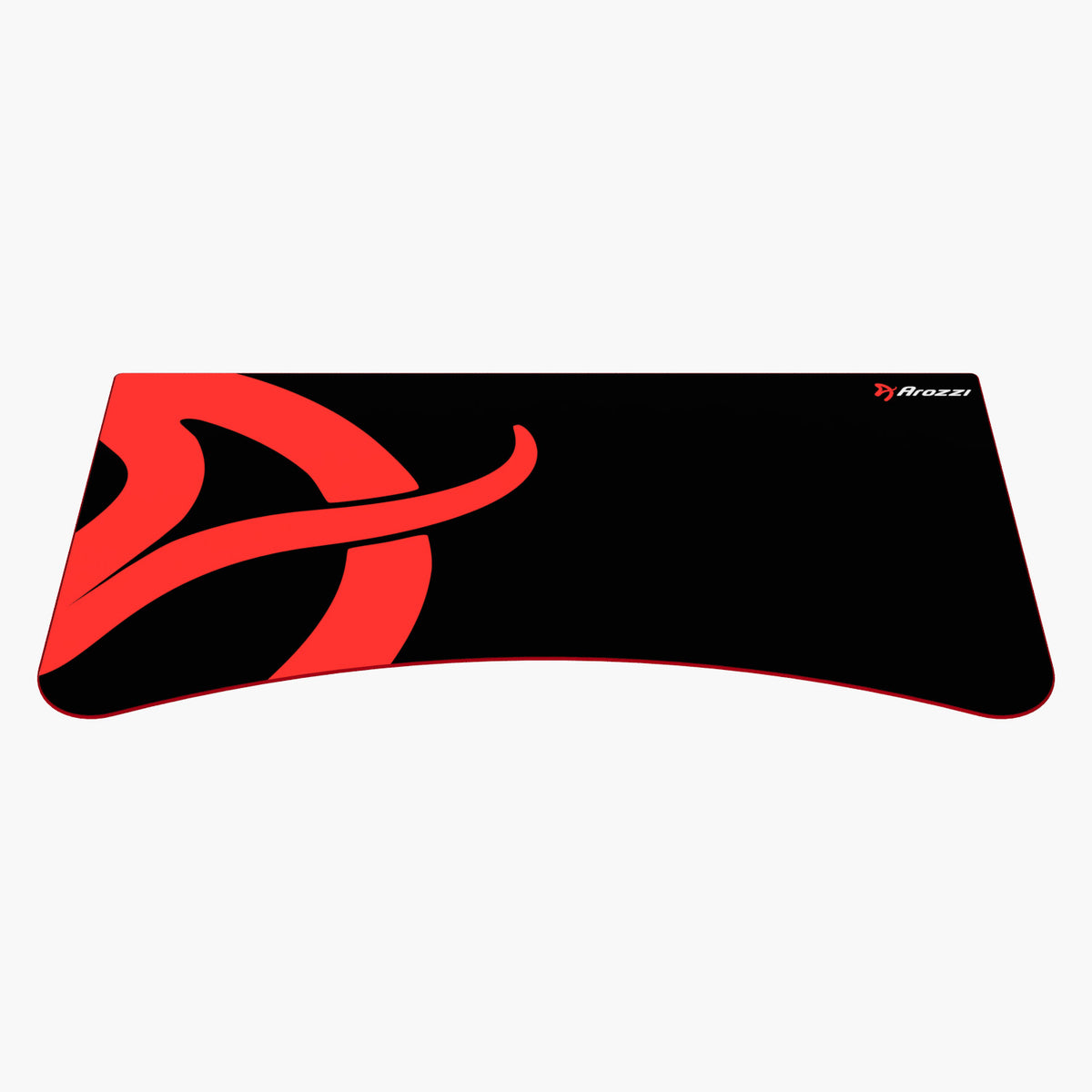 Large black Arozzi Arena mousepad with red curve and Frozz logo on the top right corner.