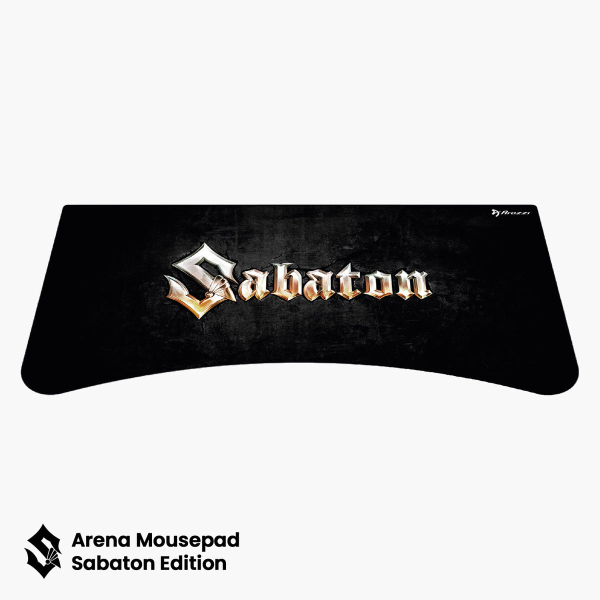 Arozzi Europe Arena Mousepad: large, black, water-resistant with metallic Sabaton logo design.