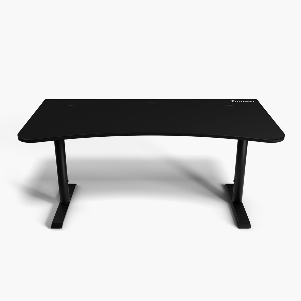 Arozzi Arena Gaming Desk - Large: curved front, metal legs, built-in cable management.