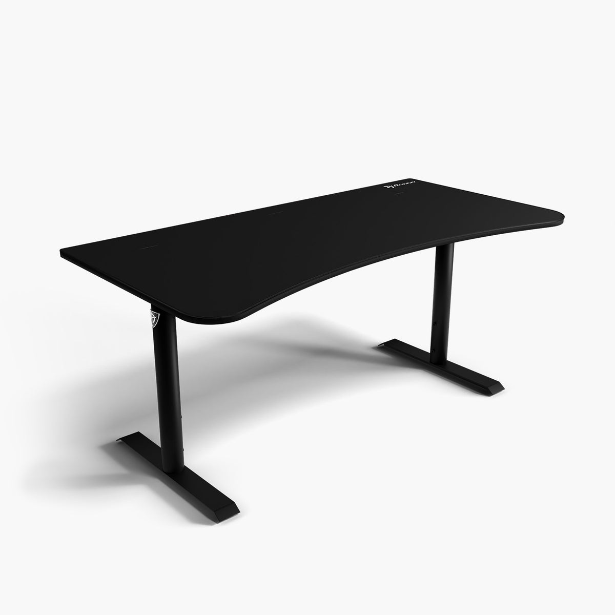 Arozzi Europe Arena Gaming Desk - Large, black, curved, metal legs, cable management.